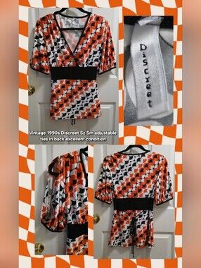 Vintage 1990s Discreet retro blouse Sz Sm like-new condition!